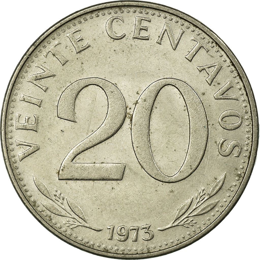 Bolivia | 20 Centavos | Nickel clad steel | Coat of Arms | KM:189 | 1965-1973