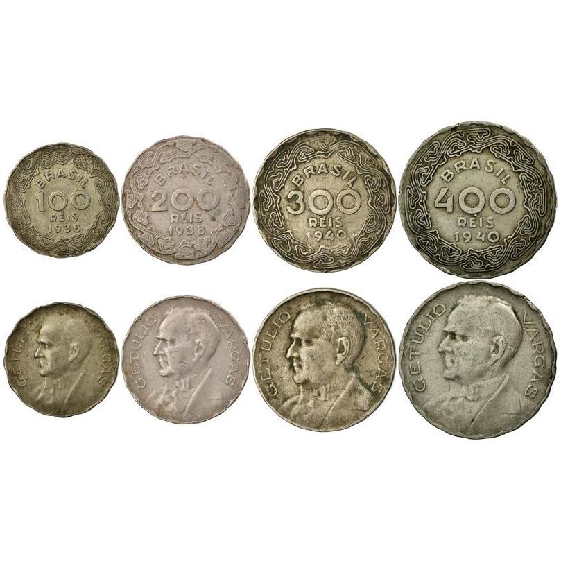 Brasil | Conjunto de 4 Moedas | 100 200 300 400 Réis | 1938 - 1942