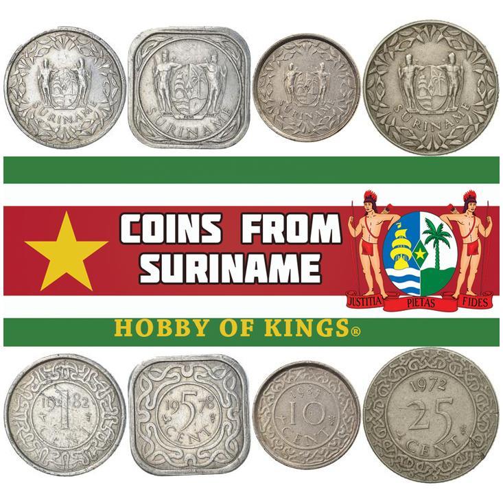 Suriname | 4 Coin Set | 1 Cent 5 10 25 Cents | 1962 - 1986