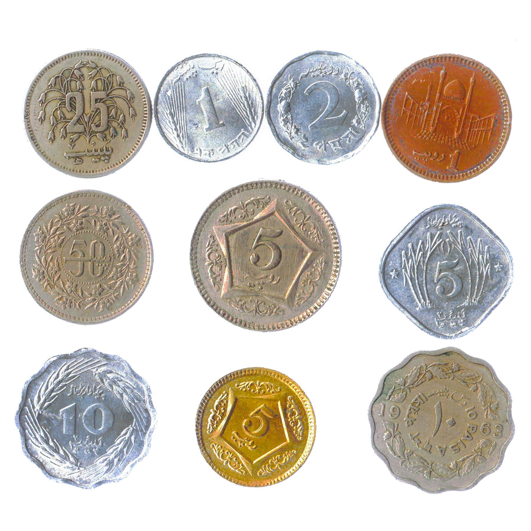 Pakistan 10 Mixed Coins | Crescent Moon | Star | 1961 - 2018