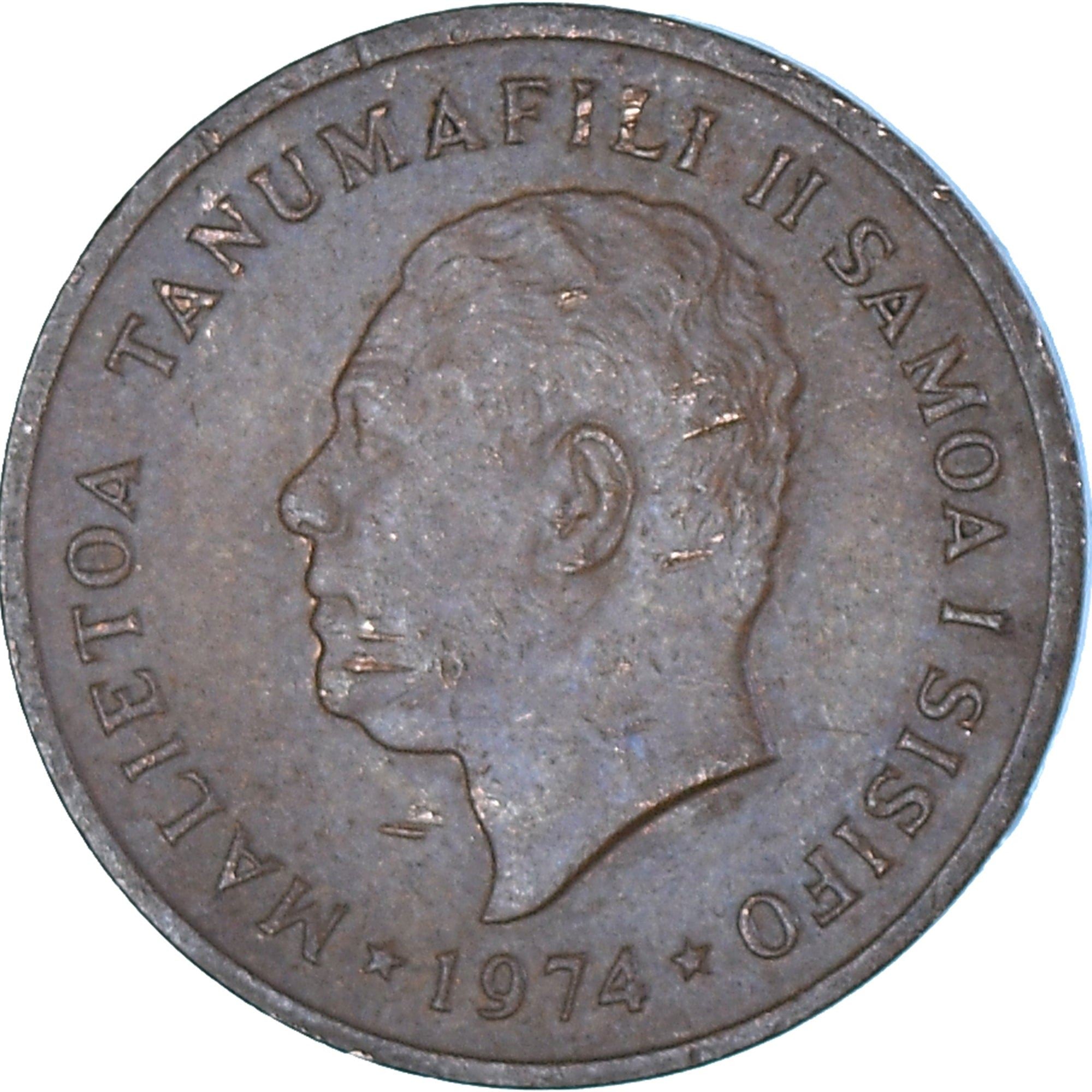 Samoa | 1 Sene Coin | Malietoa Tanumafili II | Coconut | Km:12 | 1974 - 1996