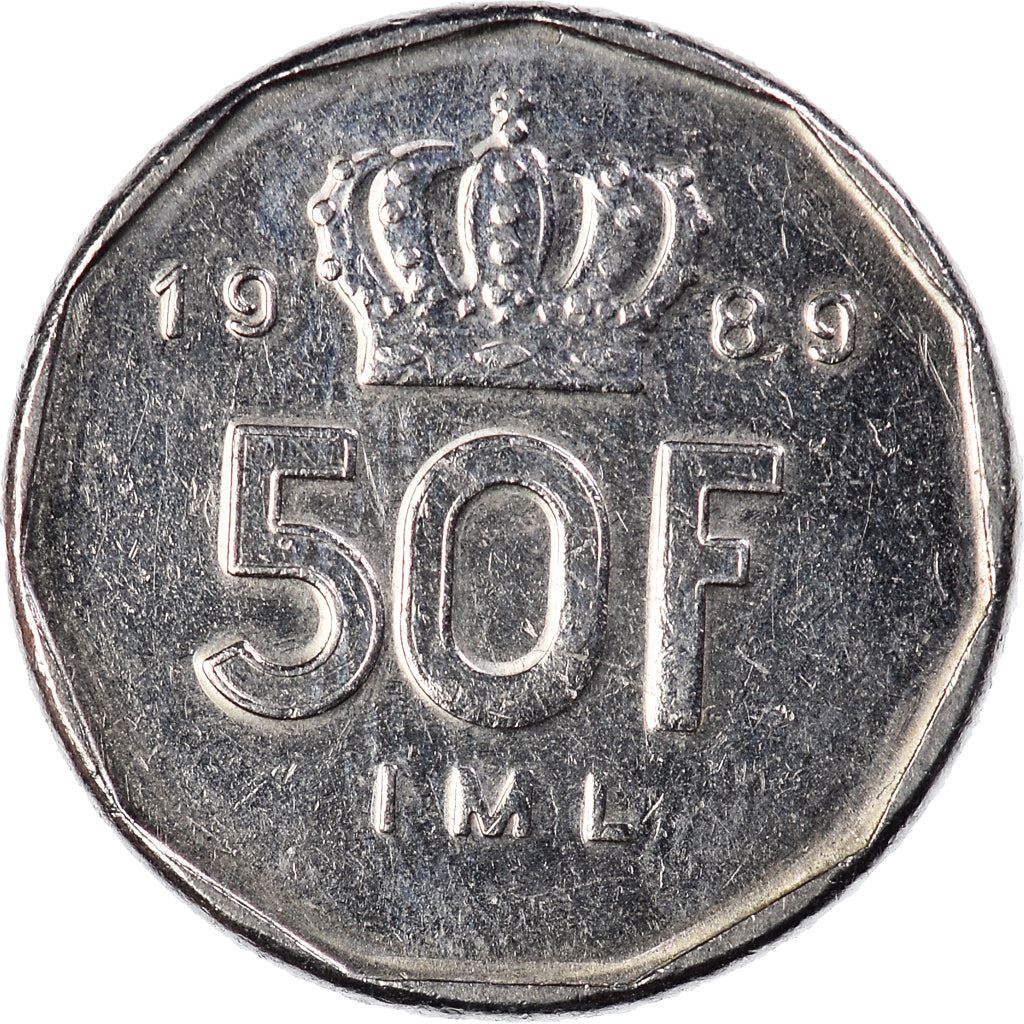Luxembourg | 50 Francs Coin | Nickel | Monarch | Crown | KM:62 | 1987-1989
