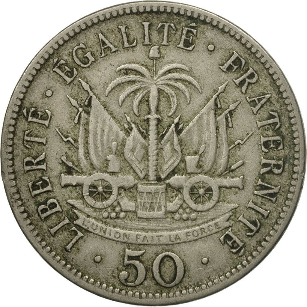 Haiti | 50 Centimes Coin | General Pierre Nord-Alexis | Cannon | Km:56 | 1907 - 1908
