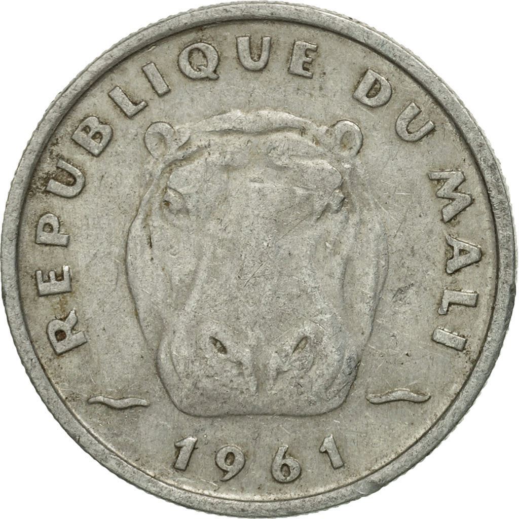 Mali | 5 Francs Maliens Coin | Hippopotamus | Km:2 | 1961
