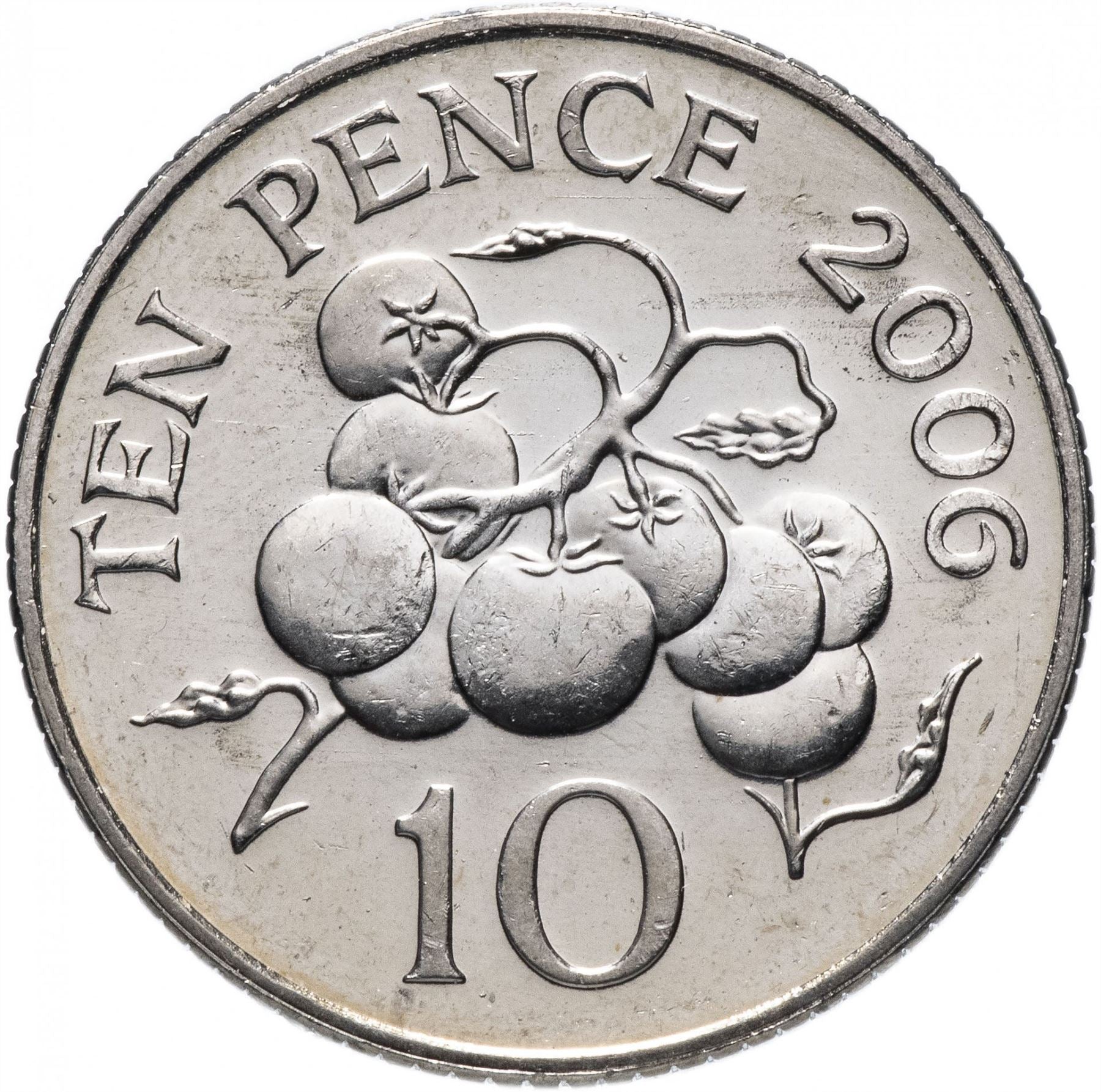 Guernsey | 10 Pence Coin | Queen Elizabeth II | Tomato | KM149 | 2003 - 2006