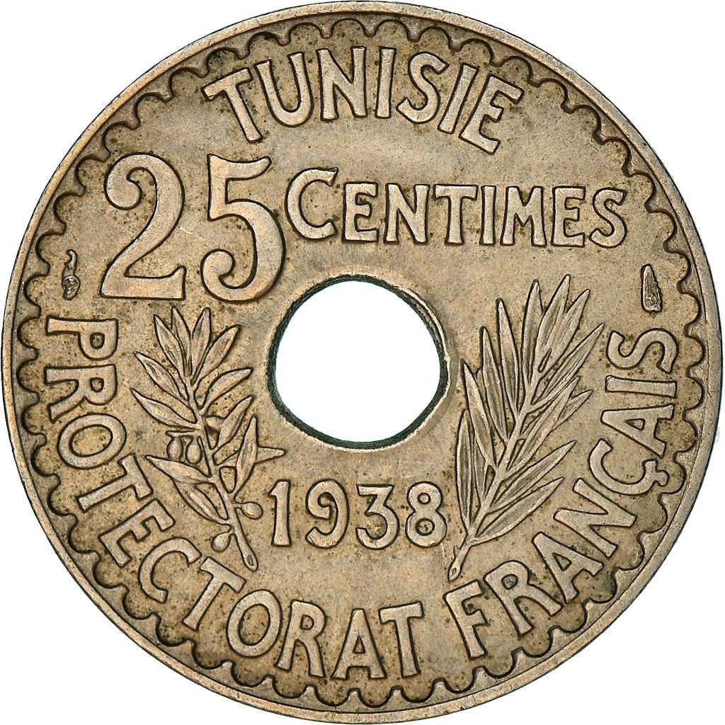 Tunisia 25 Centimes Coin | Ahmad II | KM260 | 1931 - 1938