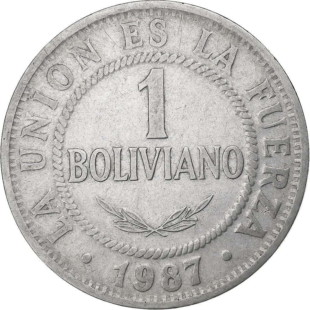 Bolivia | 1 Boliviano Coin | Stainless steel | Coat of Arms | KM:205 | 1987-2008