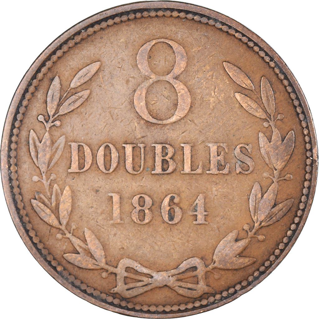Guernsey 8 Doubles Coin | KM7 | 1864 - 1911