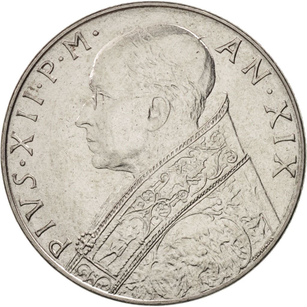 Vatican City | 100 Lire Coin | Pius XII | Km:55 | 1955 - 1958