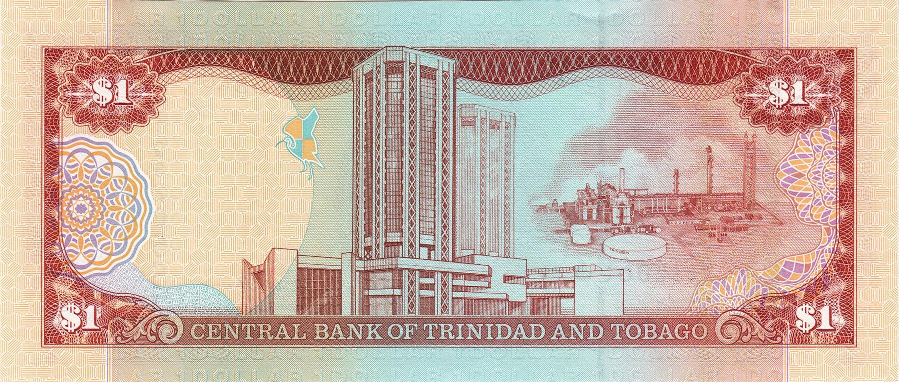 Trinidad And Tobago | 1 Dollar Banknote | 2006 | Scarlet Ibis | Eric Williams Finance Building | Port of Spain | Point Lisas Industrial Estate