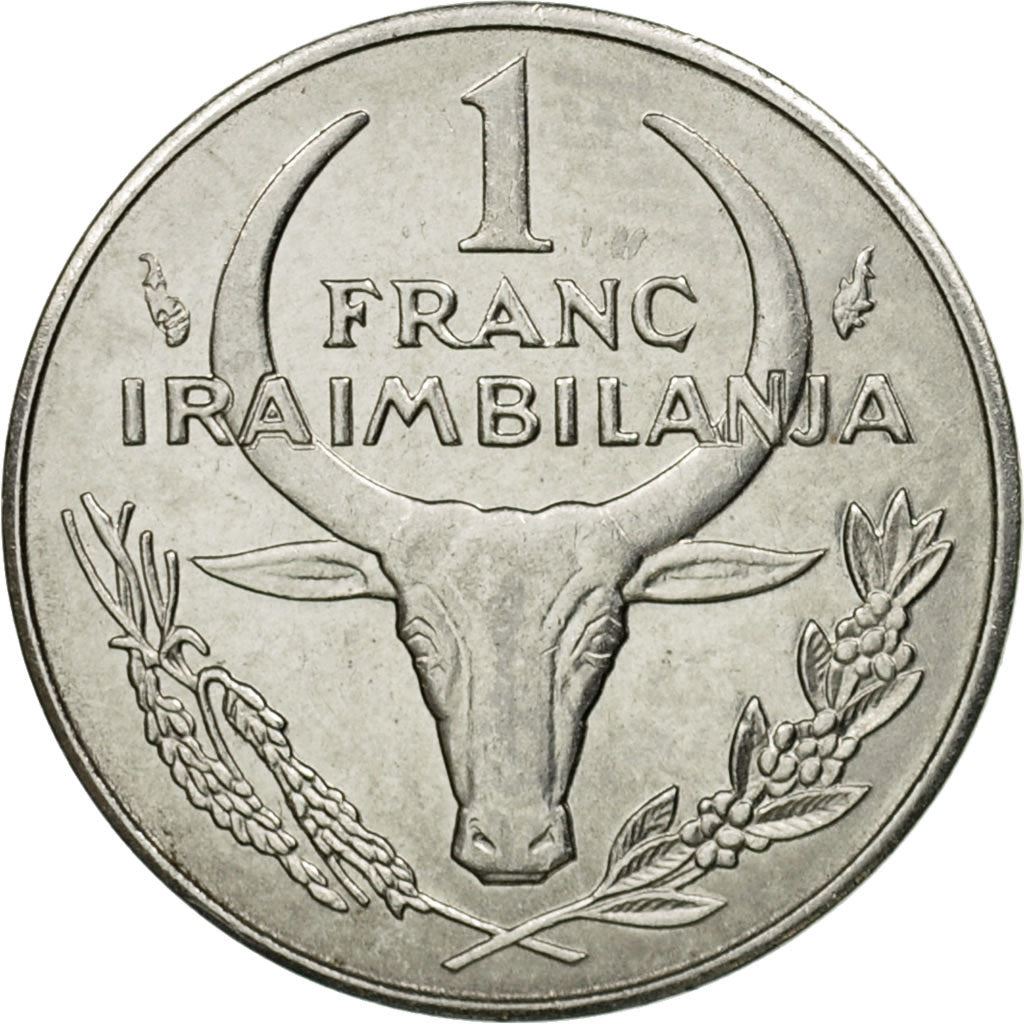 Madagaskaras | 1 Franko moneta | Zebuas | Gėlė | Km:8 | 1965 - 2002