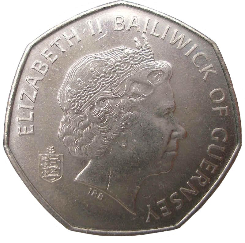 Guernsey 50 Pence Coin | Queen Elizabeth II | Flower Freesia | KM156 | 2003 - 2012