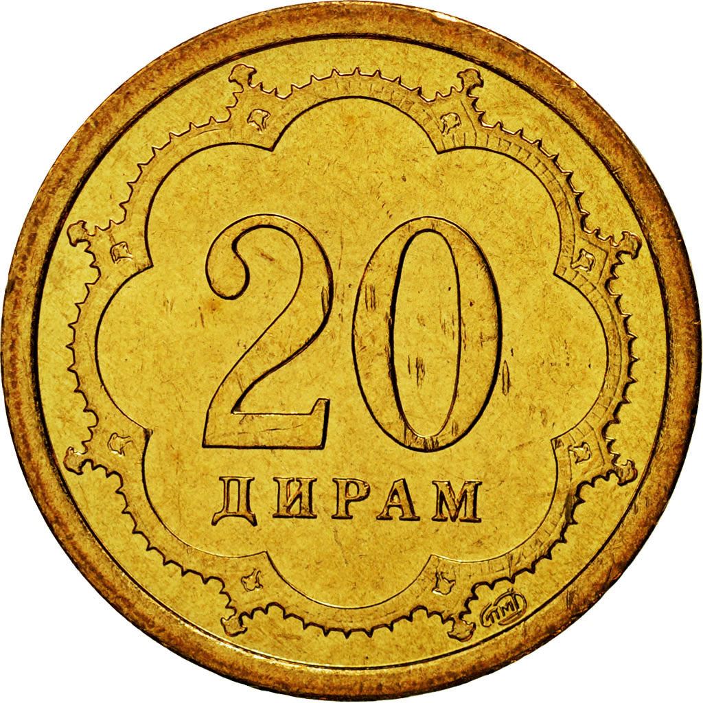 Tajikistan | 20 Diram Coin | Crown | Stars | Small Value | Km:4.1 | 2001