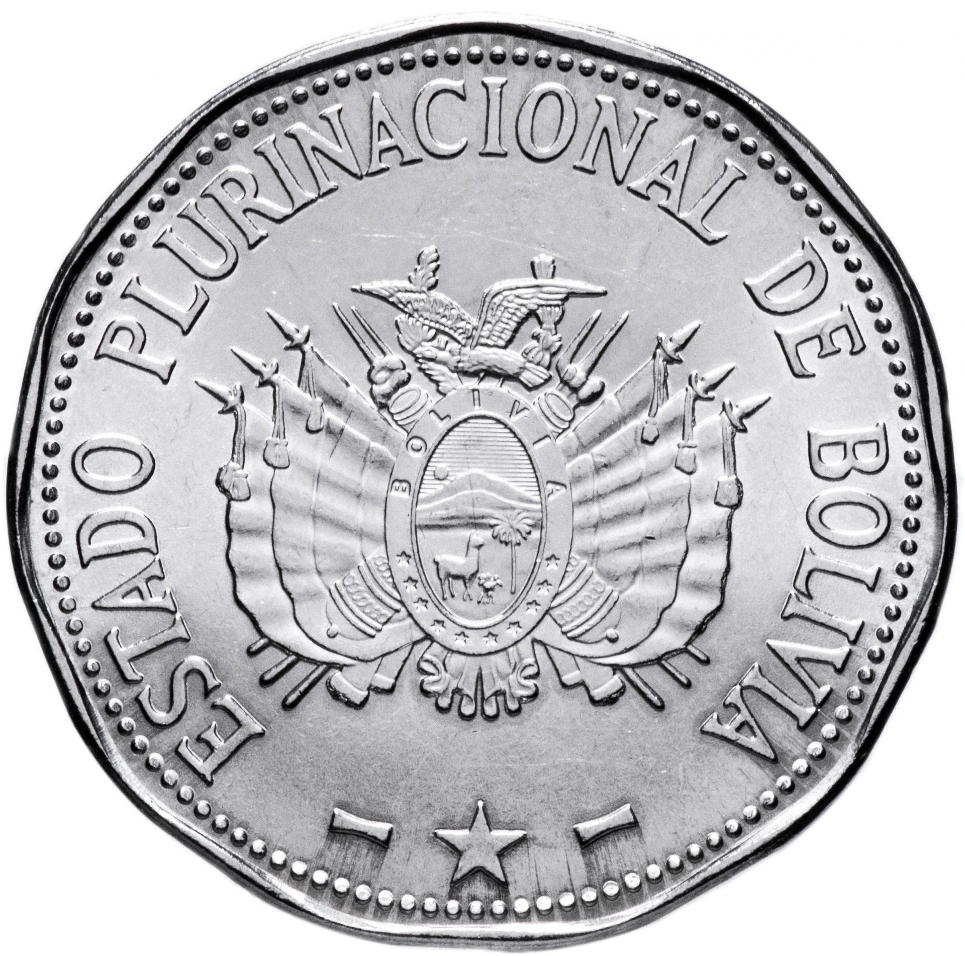 Bolivia | 2 Bolivianos | Colorados de Bolivia | Stainless steel | KM:220 | 2017