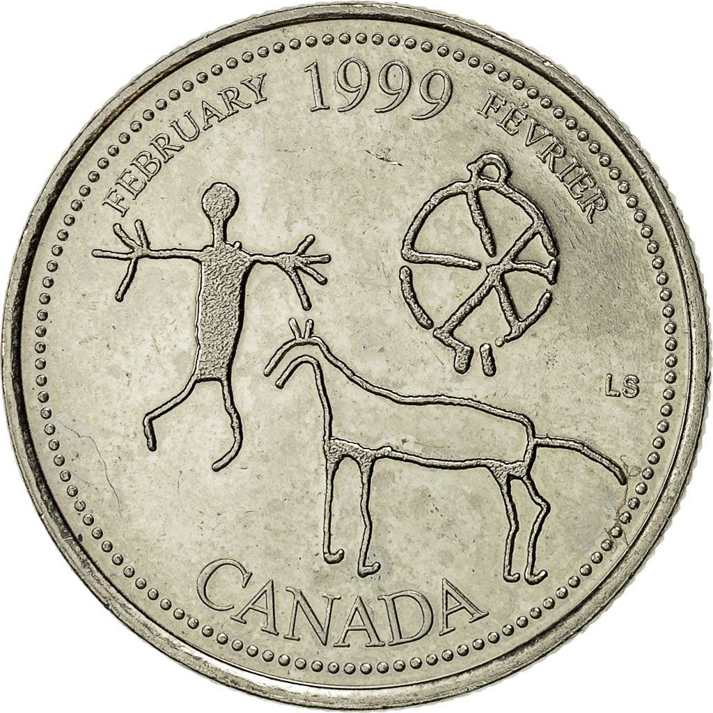 Canada | 25 Cents Coin | Etched in Stone | Nickel | KM:343 | 1999