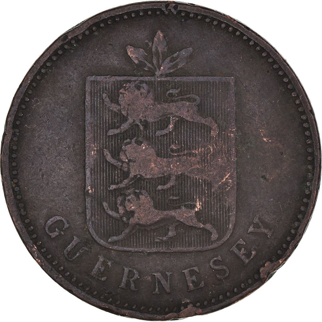 Guernsey 4 Doubles Coin | National arms | KM2 | 1830 - 1858