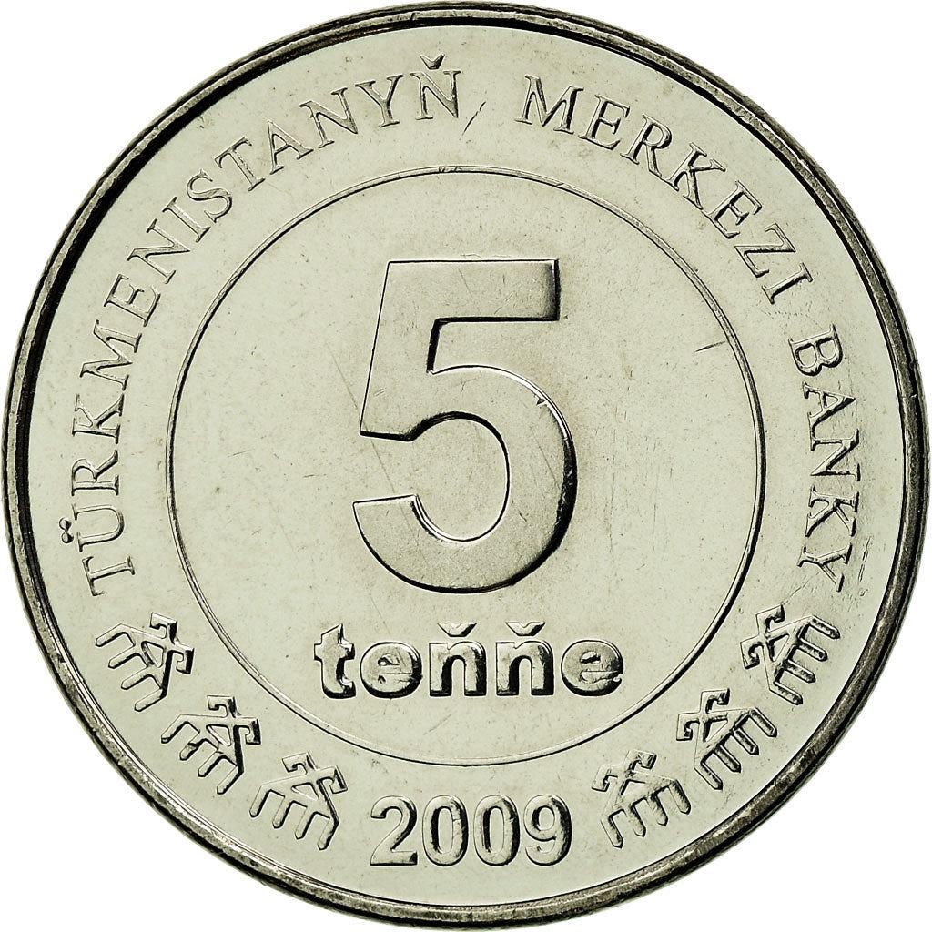 Turkmenistan | 5 Tenne Coin | Monument of Independence | Map of Turkmenistan | Km:97 | 2009