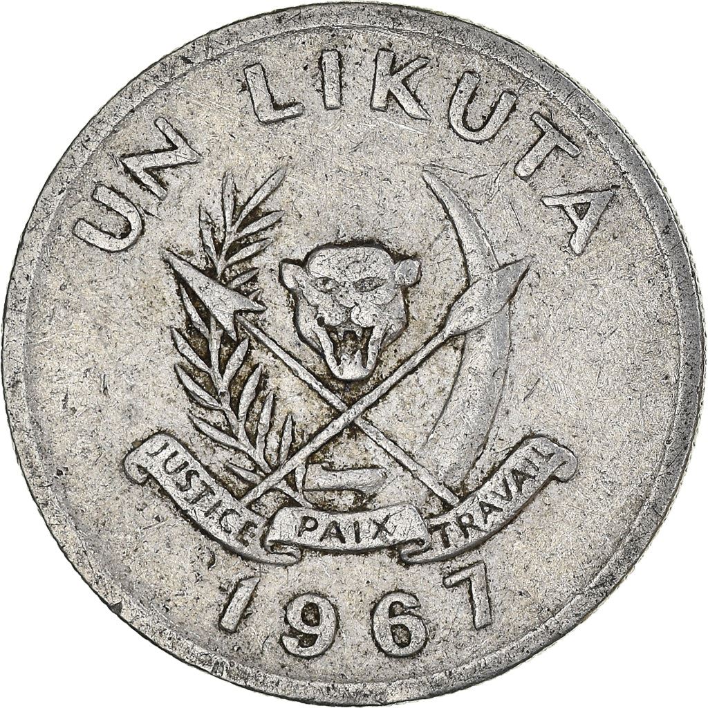 Congo-Leopoldville | 1 Likuta Coin | Coat of Arms | Km:8 | 1966 - 1969