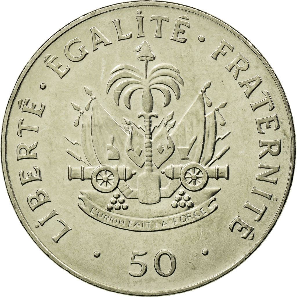 Haiti | 50 Centimes Coin | Charlemagne Peralte | Cannon | Km:153A | 1995 - 2013