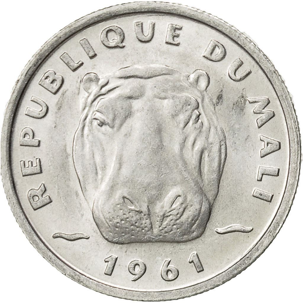 Mali | 5 Francs Maliens Coin | Hippopotamus | Km:2 | 1961