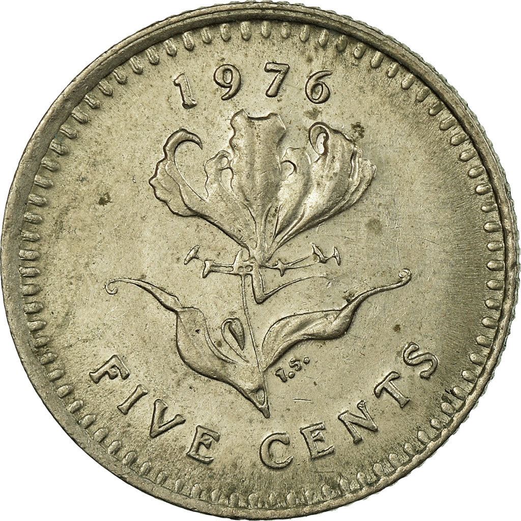Rhodesia | 5 Cents Coin | Antelopes | Lily | Km:13 | 1975 - 1977