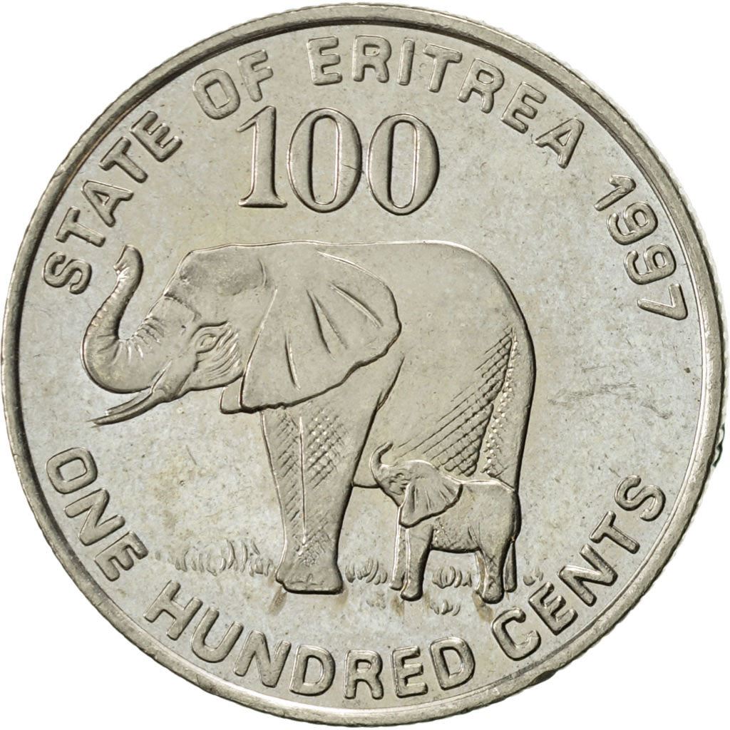 Eritrea | 100 Cents Mynt | Elefant | Soldater | Flagg | Km:48 | 1997
