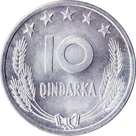 Albania | 10 Qindarka Coin | Aluminium | Coat of Arms | Double-Headed Eagle | Bird | Km:40 | 1964