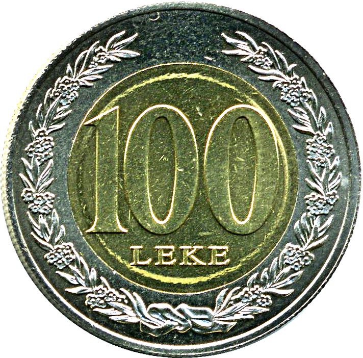 Albanijos moneta 100 Lekë | Karalienės Teutos motyvas | Šautuvas | Skydas | Gėlės | KM80 | 2000