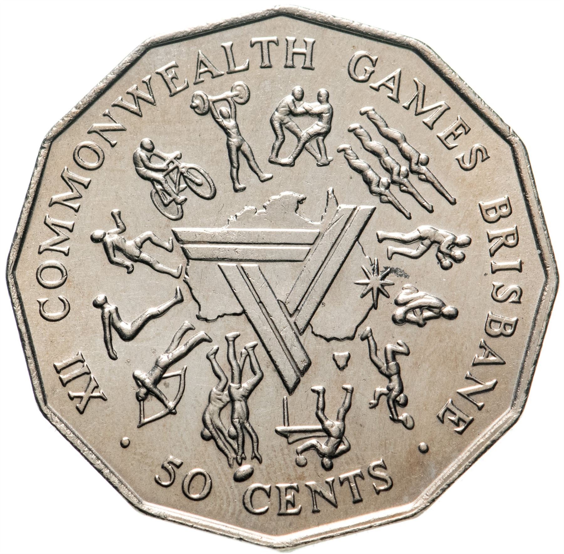 Australia | Moneda de 50 centavos | Juegos de la Mancomunidad de Brisbane | Km:74 | 1982