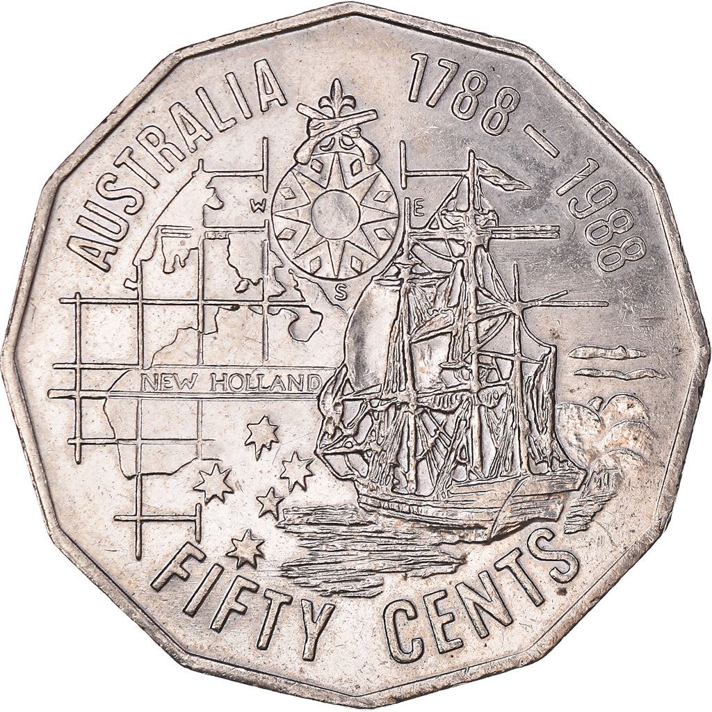 Australia | 50 Cents Coin | Anniversary First Fleet | KM:99 | 1988