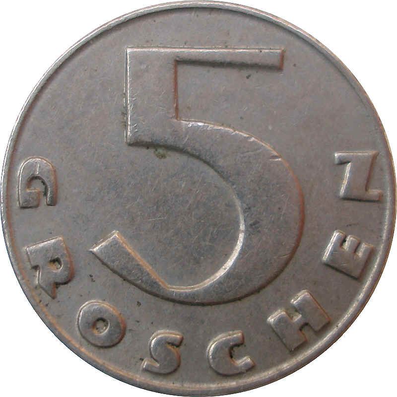 Austria 5 Groschen Coin | Cross Potent | KM2846 | 1931 - 1938