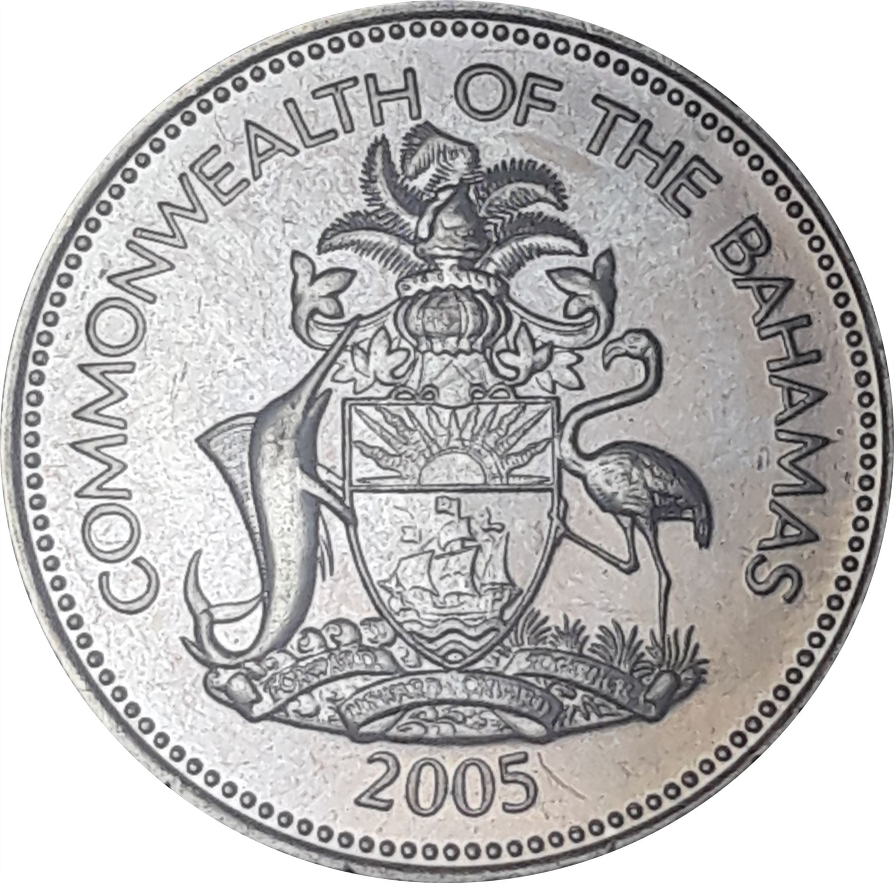 Bahamas | Moneda de 25 centavos | Velero | Flamenco | Marlín | KM63.2 | 1991 - 2005