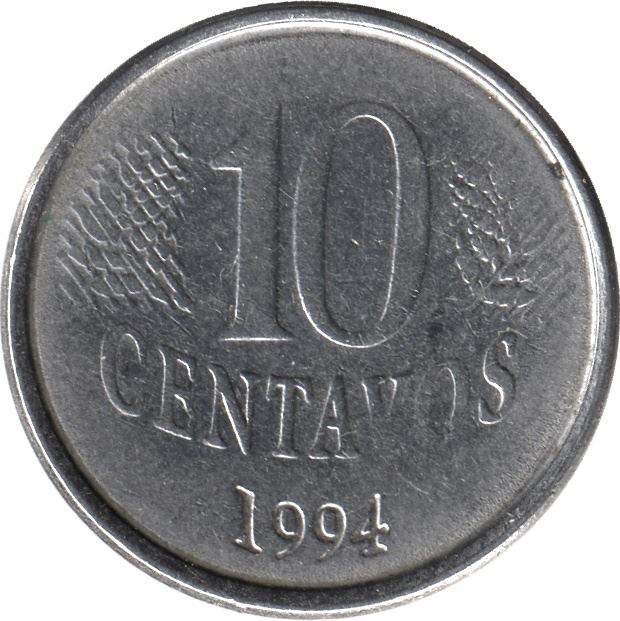 Brazil 10 Centavos Coin KM633 1994 - 1997