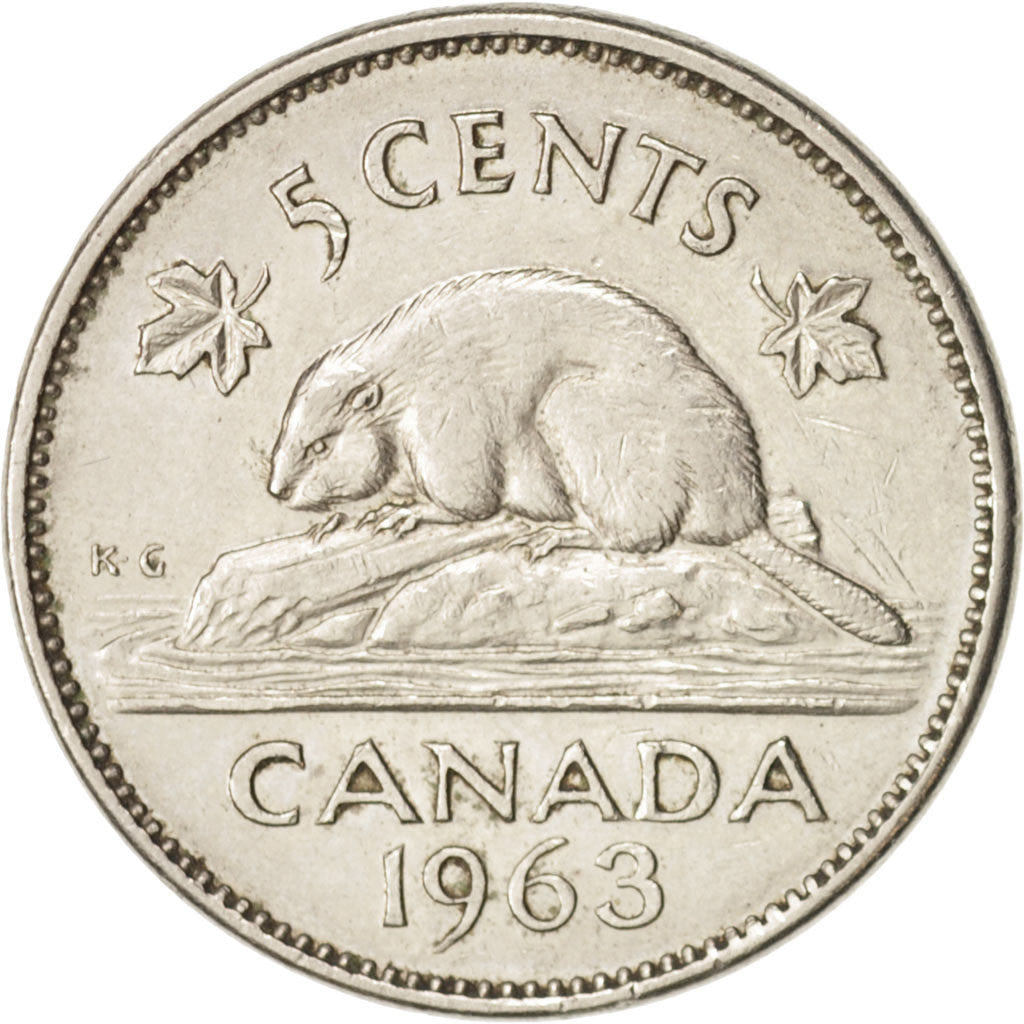 Canada Coin Canadian 5 Cents | Queen Elizabeth II | Beaver | Maple Leave | KM57 | 1963 - 1964