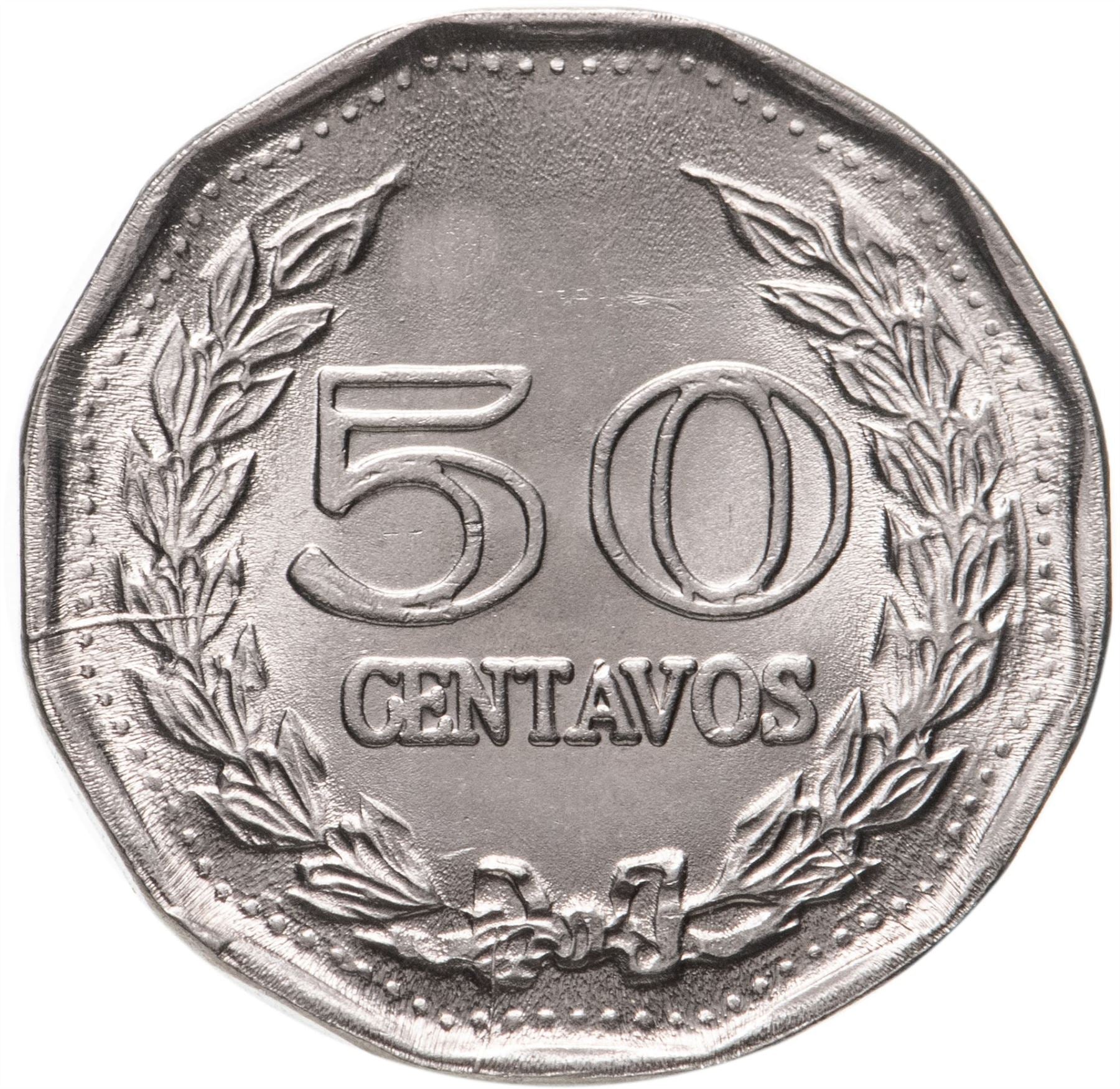 Colombia | Moneda de 50 Centavos | Francisco de Paula Santander | Corona | 1970 - 1982