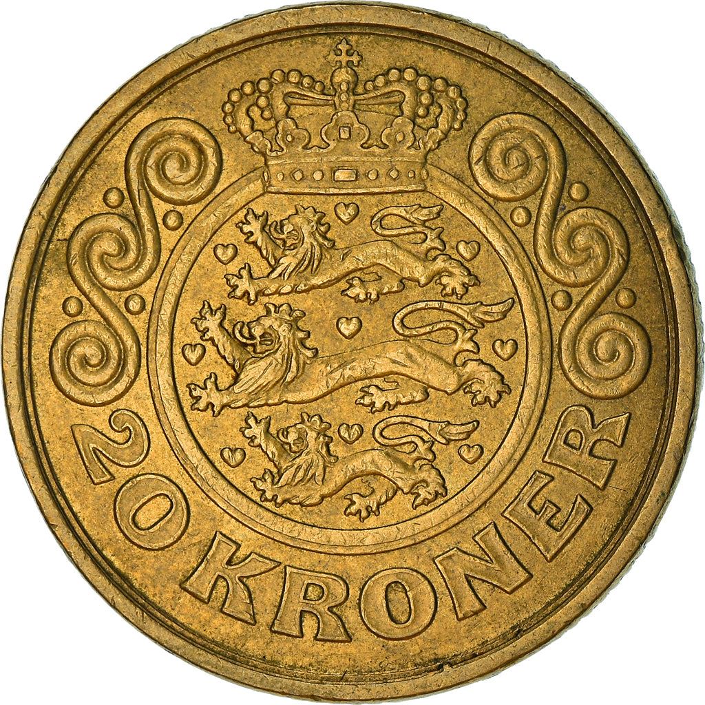 Denmark | 20 Kroner Coin | Margarethe II | Km:878 | 1994 - 1999