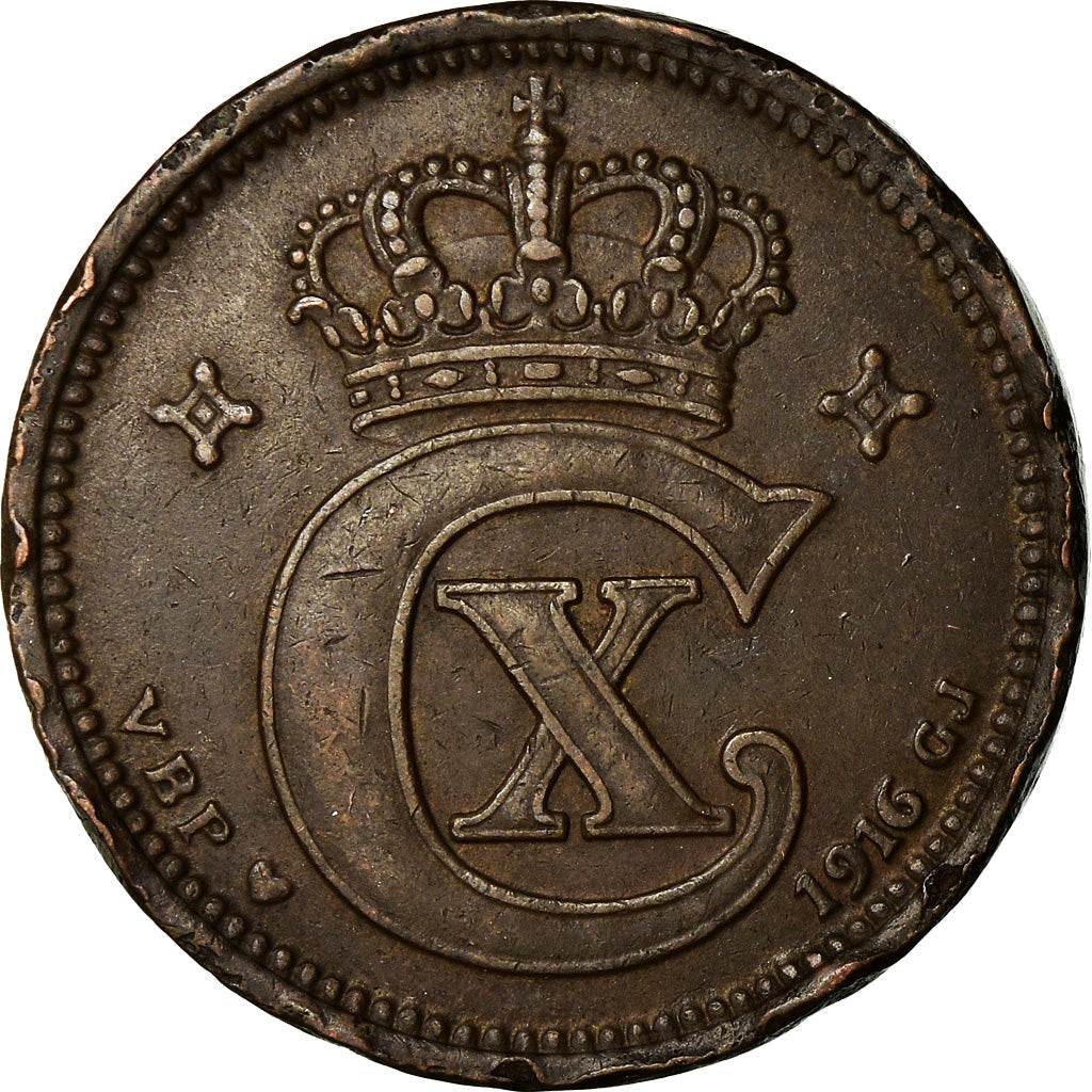 Denmark | 5 Ore Coin | Monogram | Km:814 | 1913 - 1923