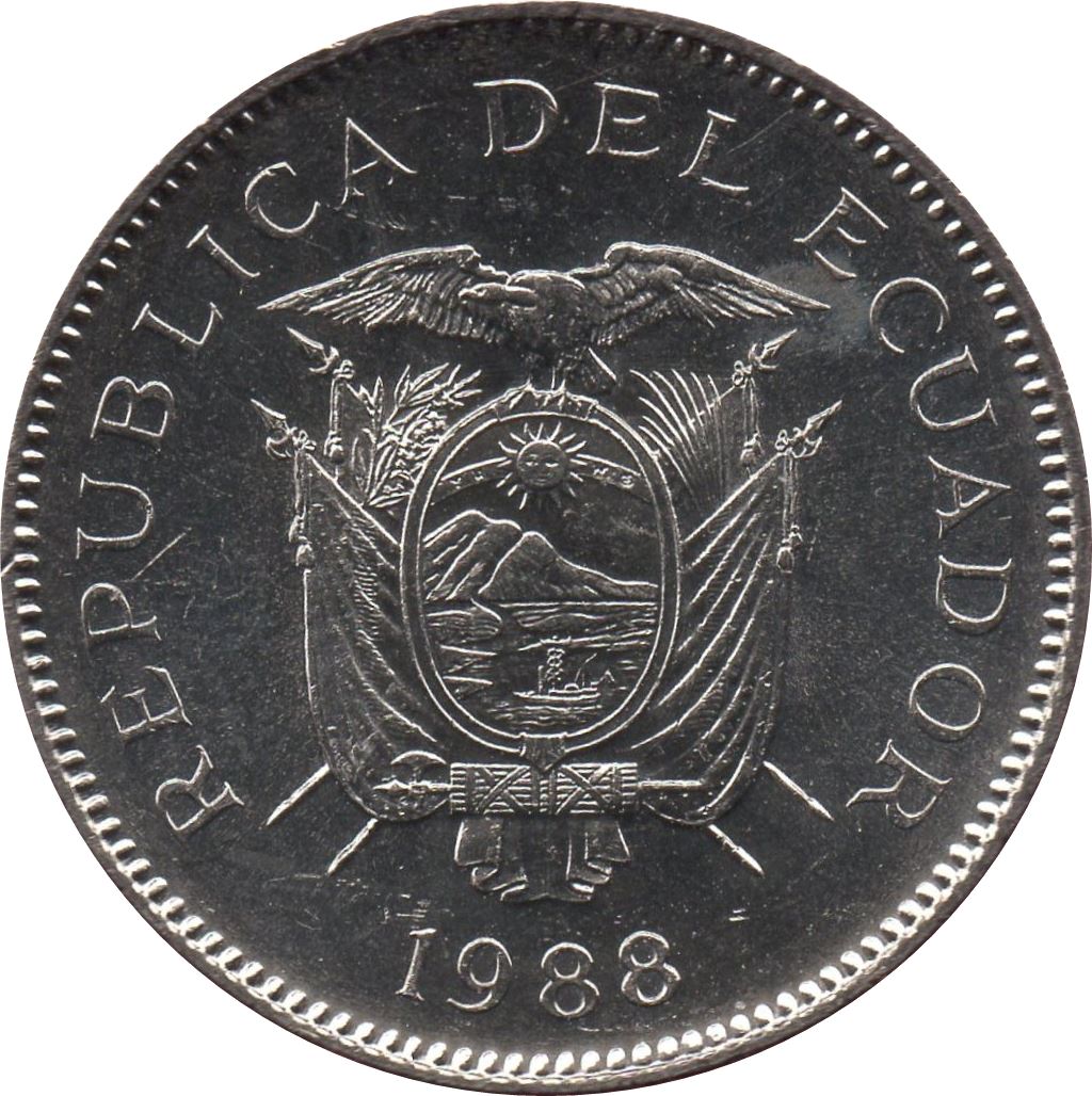 Ecuador | 5 Sucres Coin | Bananas | Km:91 | 1988 - 1991