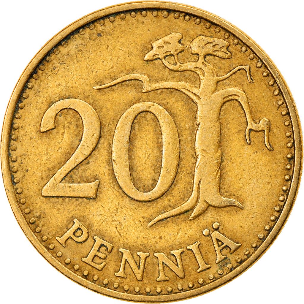 Finland Coin Finnish 20 Pennia | Pine Tree | KM47 | 1963 - 1990