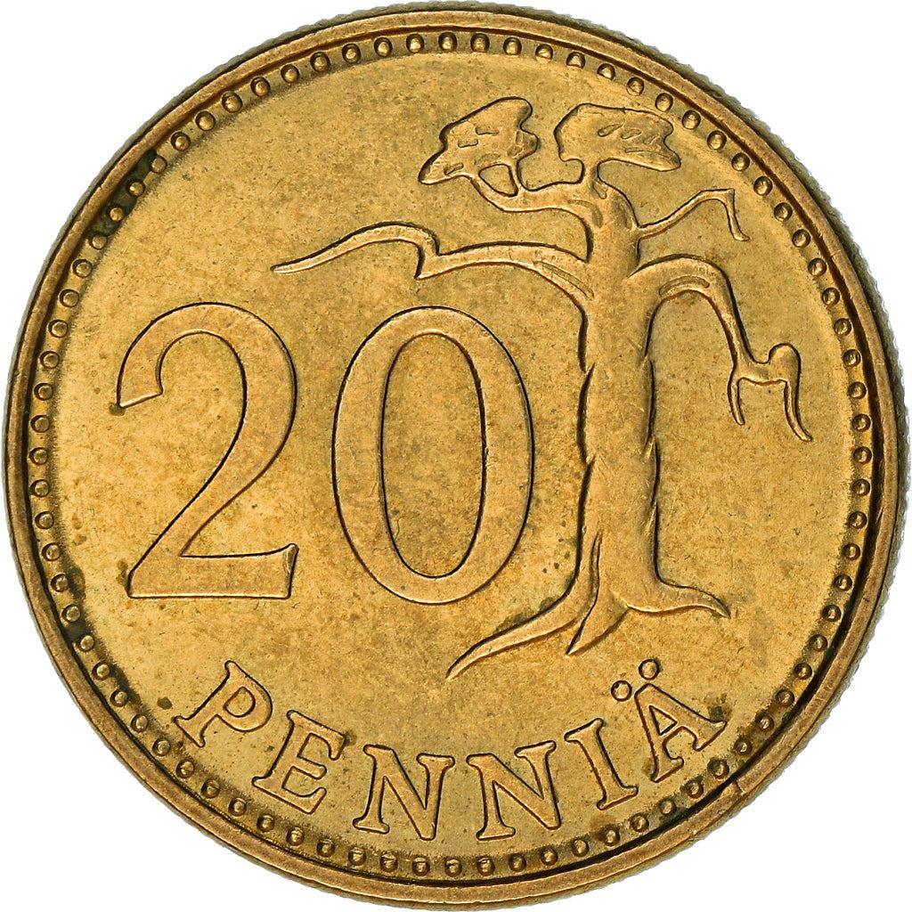 Finland Coin Finnish 20 Pennia | Pine Tree | KM47 | 1963 - 1990
