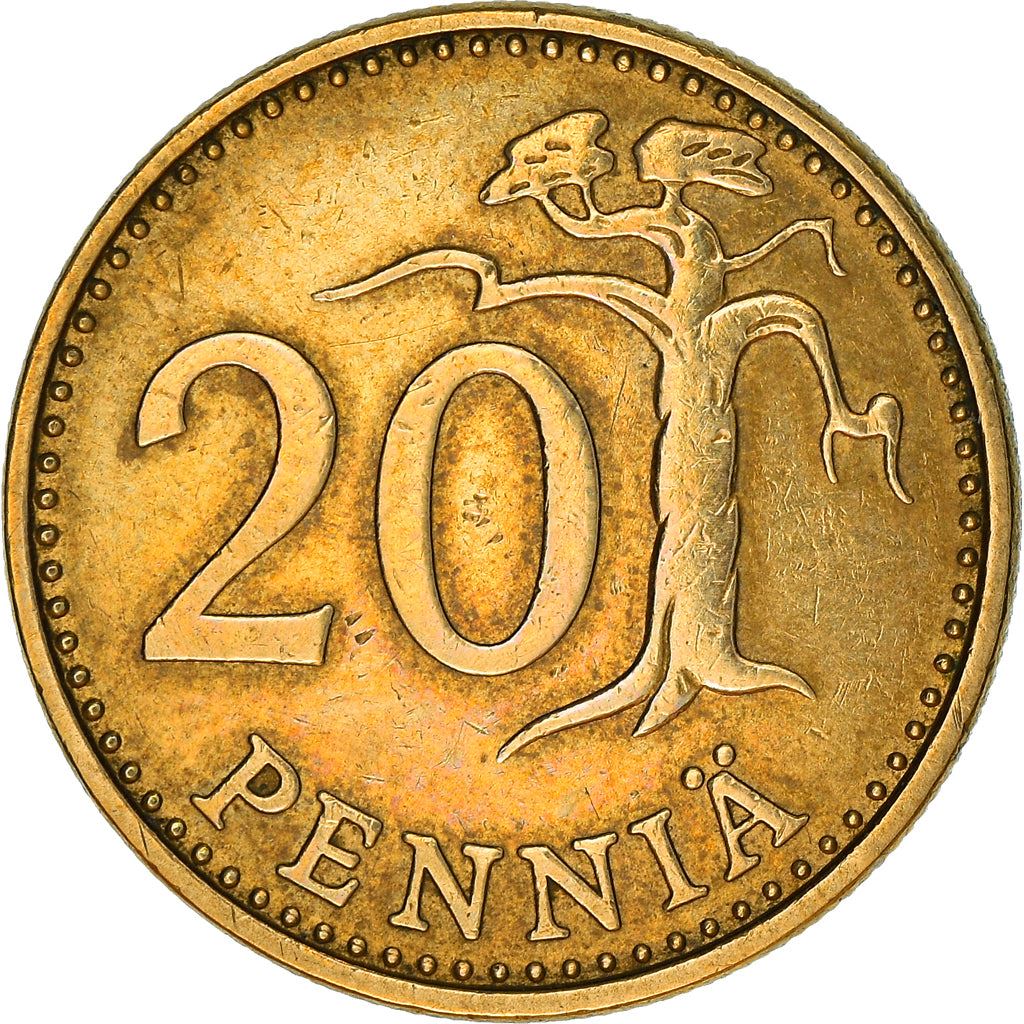 Finland Coin Finnish 20 Pennia | Pine Tree | KM47 | 1963 - 1990