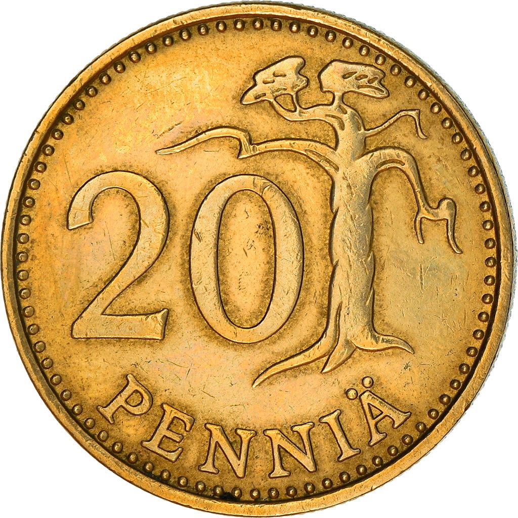 Finland Coin Finnish 20 Pennia | Pine Tree | KM47 | 1963 - 1990