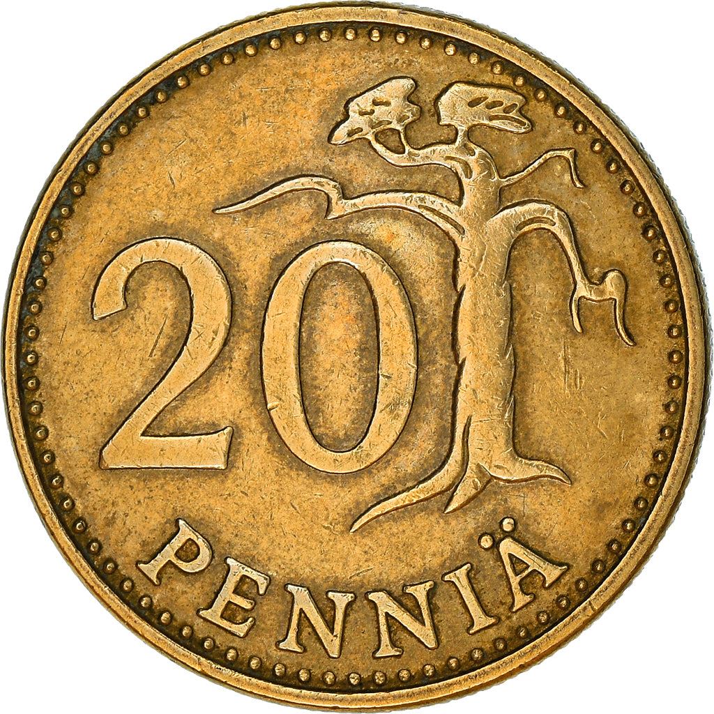 Finland Coin Finnish 20 Pennia | Pine Tree | KM47 | 1963 - 1990