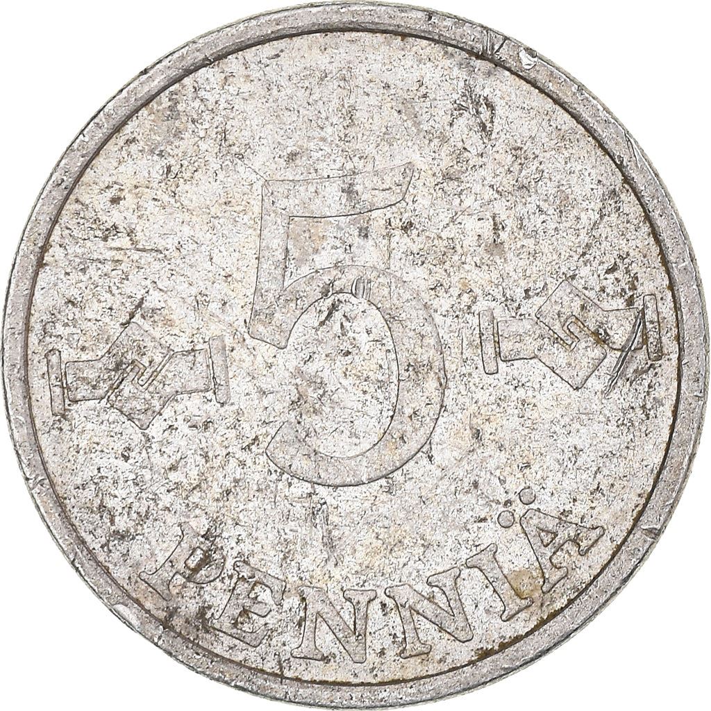 Finland Coin Finnish 5 Pennia | Saint Hannes Cross | KM45a | 1977 - 1990