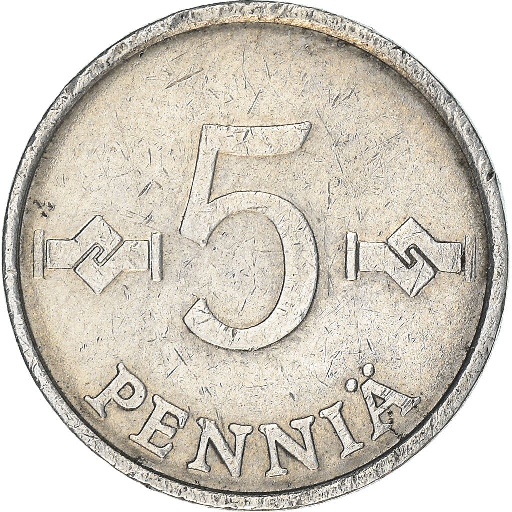 Finland Coin Finnish 5 Pennia | Saint Hannes Cross | KM45a | 1977 - 1990
