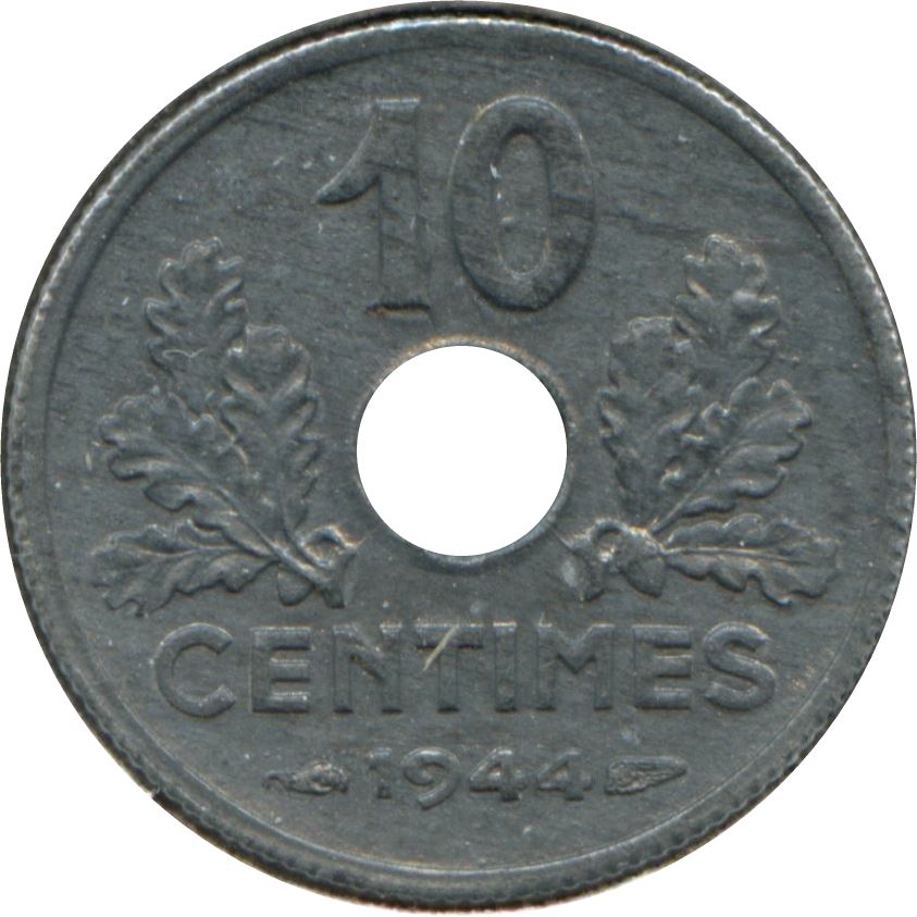 French 10 Centimes Coin | KM903 | France | 1943 - 1944