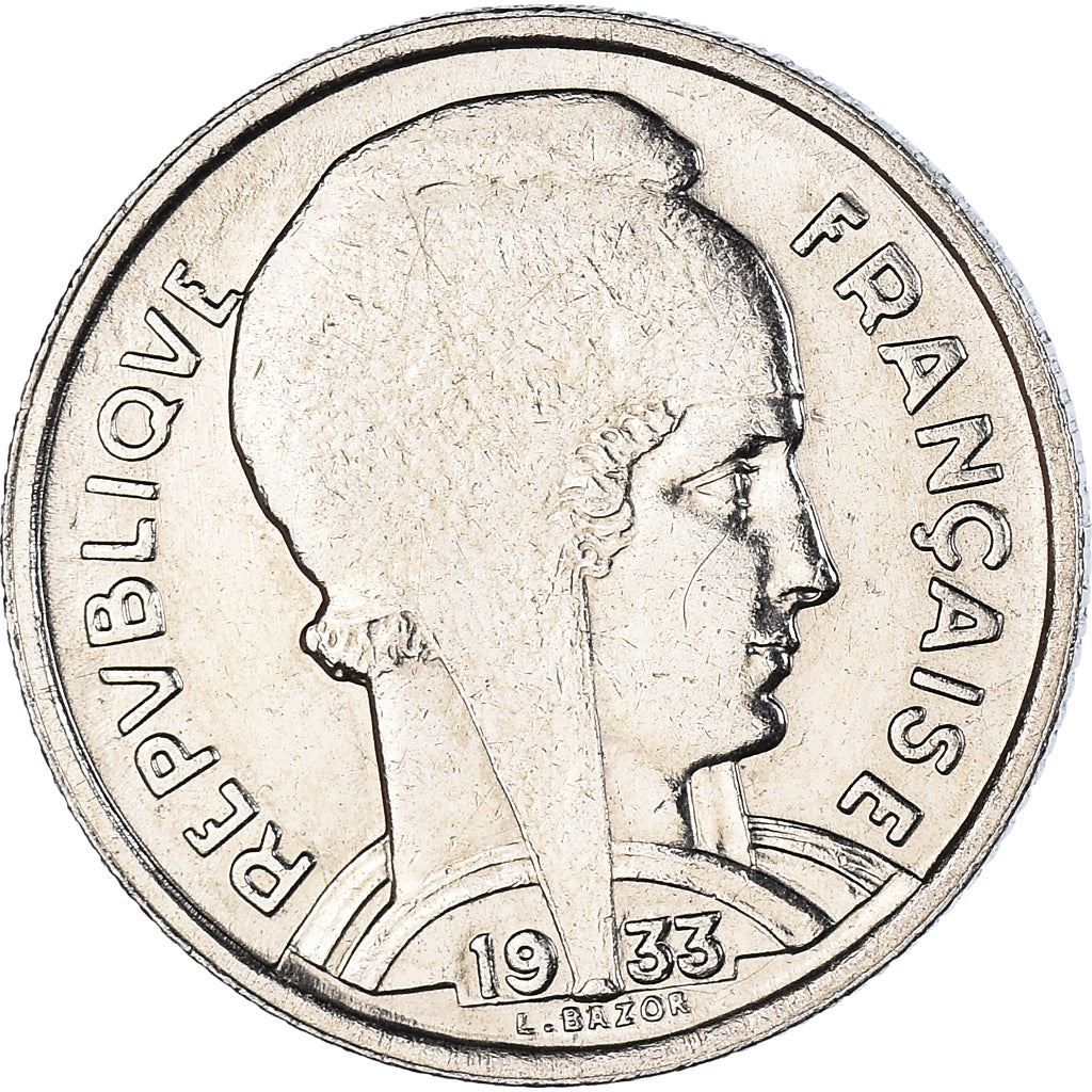 French 5 Francs Coin | Third Republic Bazor | KM887 | France | 1933