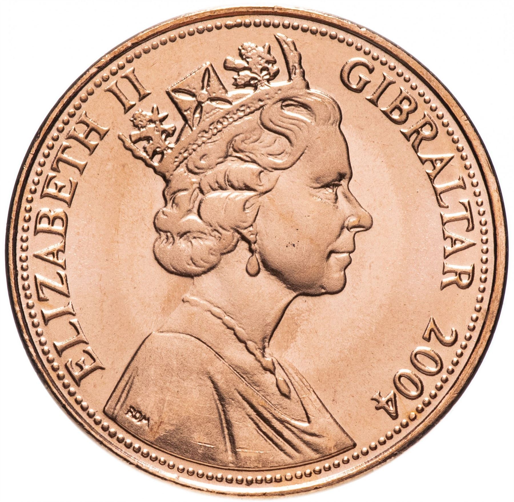 Gibraltar | 2 Pence | Queen Elizabeth II | Occupation | Key | KM1044 | 2004