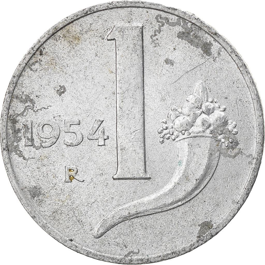 Italy Coin 1 Lira | Cornucopia | Scale | Horn of Plenty | KM91 | 1951 - 2001