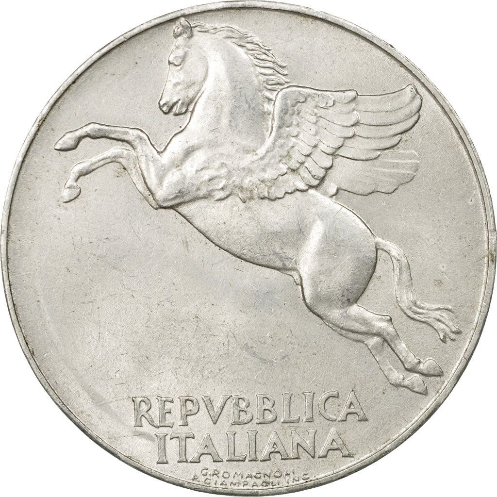 Italien Münze 10 Lire | Fliegender Pegasus | Olivenzweig | Frucht | KM90 | 1946 - 1950